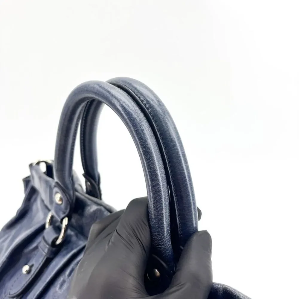 Miu Miu Vitello Lux Tote Bag Navy